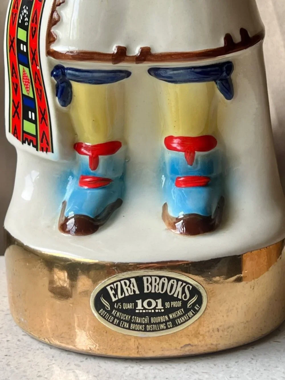 Ezra Brooks Kachina Doll Ceramic Decanter 13
